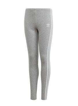 Legging Adidas 3 Riscas Cinza Menina