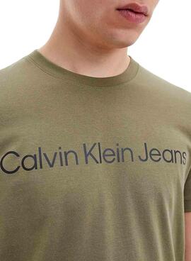 T-Shirt Calvin Klein Logo Verde para Homem