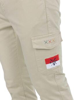 Calças El Pulpo Patch Cargo Bege para Homem