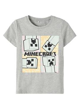 T-Shirt Name It Minecraft Cinza para Menina
