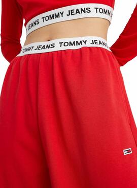 Calças Tommy Jeans Logo Vermelho para Mulher