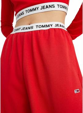 Calças Tommy Jeans Logo Vermelho para Mulher