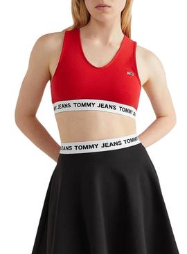 Top Tommy Jeans Super Crop Vermelho para Mulher