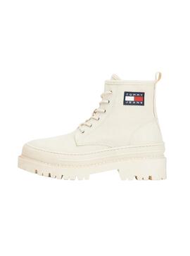 Botas Tommy Jeans Cadarços Creme para Mulher