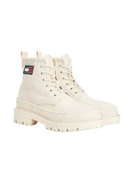 Botas Tommy Jeans Cadarços Creme para Mulher