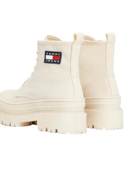 Botas Tommy Jeans Cadarços Creme para Mulher