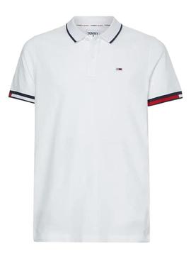 Polo Tommy Jeans Regular Flag Branco para Homem