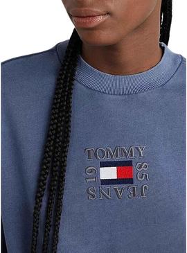 Sweat Tommy Jeans Crop Timeless  Azul Marinho Mulher