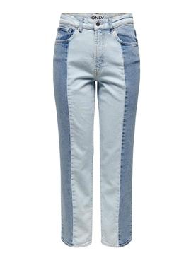 Jeans Only Megan Patchwork Azul Mulher