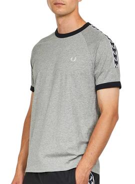 T-Shirt Fred Perry Taped Ringer Cinza Homem