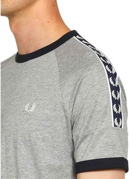 T-Shirt Fred Perry Taped Ringer Cinza Homem