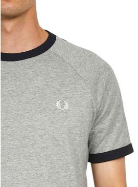 T-Shirt Fred Perry Taped Ringer Cinza Homem