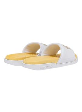 Flip Flops Lacoste Croco Dualiste Branco e Amarelo