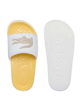 Flip Flops Lacoste Croco Dualiste Branco e Amarelo