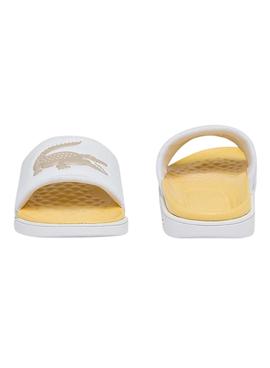 Flip Flops Lacoste Croco Dualiste Branco e Amarelo