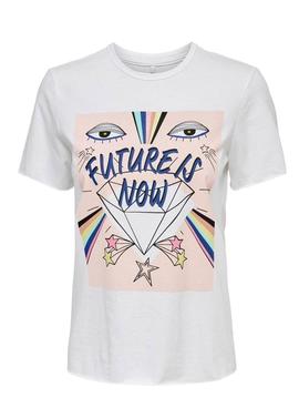 T-Shirt Only Lucy Future Branco para Mulher