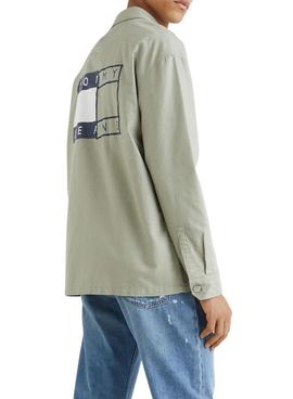 Overshirt Tommy Jeans Twisted Flag Verde Homem