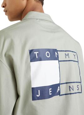 Overshirt Tommy Jeans Twisted Flag Verde Homem