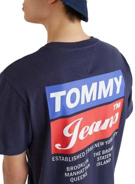 T-Shirt Tommy Jeans Navy Logo Traseiro Homem