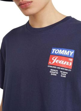 T-Shirt Tommy Jeans Navy Logo Traseiro Homem