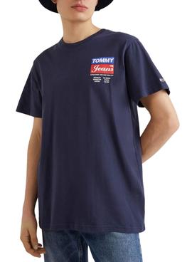 T-Shirt Tommy Jeans Navy Logo Traseiro Homem