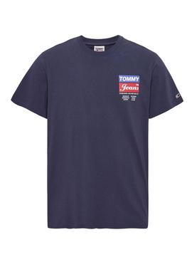 T-Shirt Tommy Jeans Navy Logo Traseiro Homem