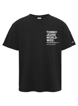 T-Shirt Tommy Jeans Worldwide Preto para Homem