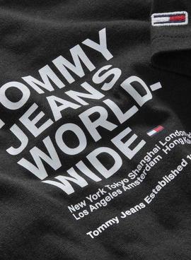 T-Shirt Tommy Jeans Worldwide Preto para Homem