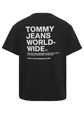 T-Shirt Tommy Jeans Worldwide Preto para Homem
