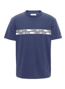 T-Shirt Tommy Jeans Com Inscrição Marinha Homem