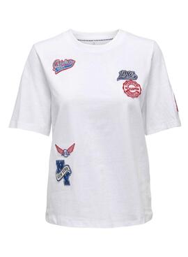 T-Shirt Only Kina Patches Branco para Mulher