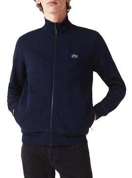 Sweat Lacoste Basica Zíper Azul Marinho