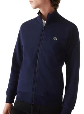 Sweat Lacoste Basica Zíper Azul Marinho