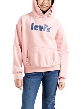 Sweat Levis Poster Logo Rosa para Menina