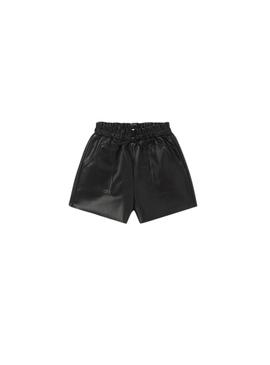 Short Mayoral Couro Sintético Preto para Menina