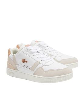 Sapatilhas Lacoste T-Clip Branco Rosa para Mulher