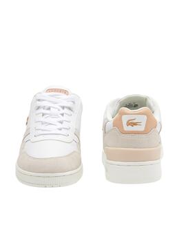 Sapatilhas Lacoste T-Clip Branco Rosa para Mulher