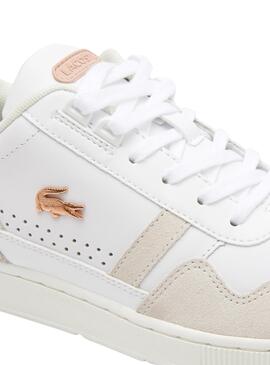 Sapatilhas Lacoste T-Clip Branco Rosa para Mulher