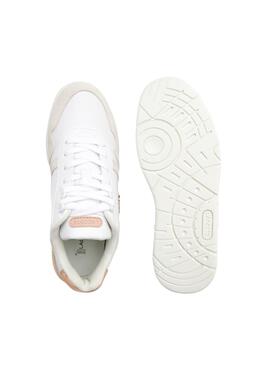 Sapatilhas Lacoste T-Clip Branco Rosa para Mulher