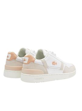 Sapatilhas Lacoste T-Clip Branco Rosa para Mulher