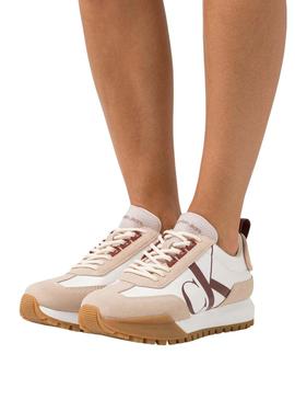 Sapatilhas Calvin Klein New Retro Run bege