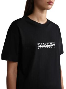 T-Shirt Napapijri S Box Preto para Mulher