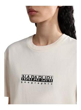 T-Shirt Napapijri S Box Bege para Mulher