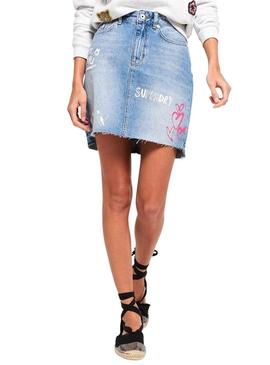 Saia Superdry Denim Mini para Mulher