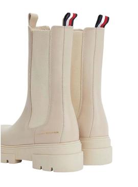 Botas Tommy Hilfiger Chelsea Pele Bege Mulher