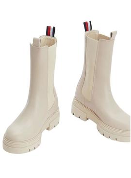 Botas Tommy Hilfiger Chelsea Pele Bege Mulher