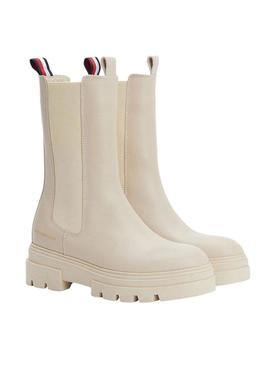 Botas Tommy Hilfiger Chelsea Pele Bege Mulher