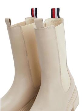 Botas Tommy Hilfiger Chelsea Pele Bege Mulher