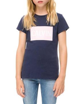 T-Shirt Calvin Klein Box Logo Azul Marinho Men