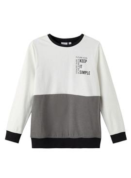 Sweat Name It Liskon Tricolor Branco para Menino